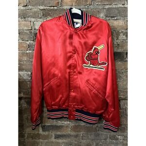 Vintage 80's SAINT LOUIS CARDINALS Baseball Satin Quilted Jacket MediumFelco MLB